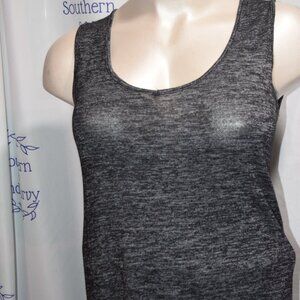 Ultra Teeze Heathered Grey Lace Back Tank Top with Shark Bite Hem- Size 2X